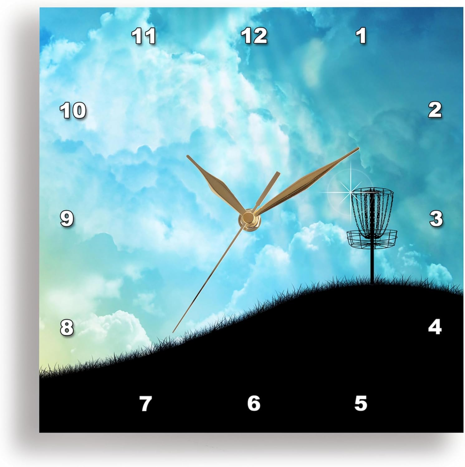 Frisbee Disc Golf Wall Clock - Colorful Hill Design