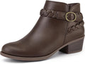 Women's Ankle Boots Low Chunky Heel Round Toe Wide Width