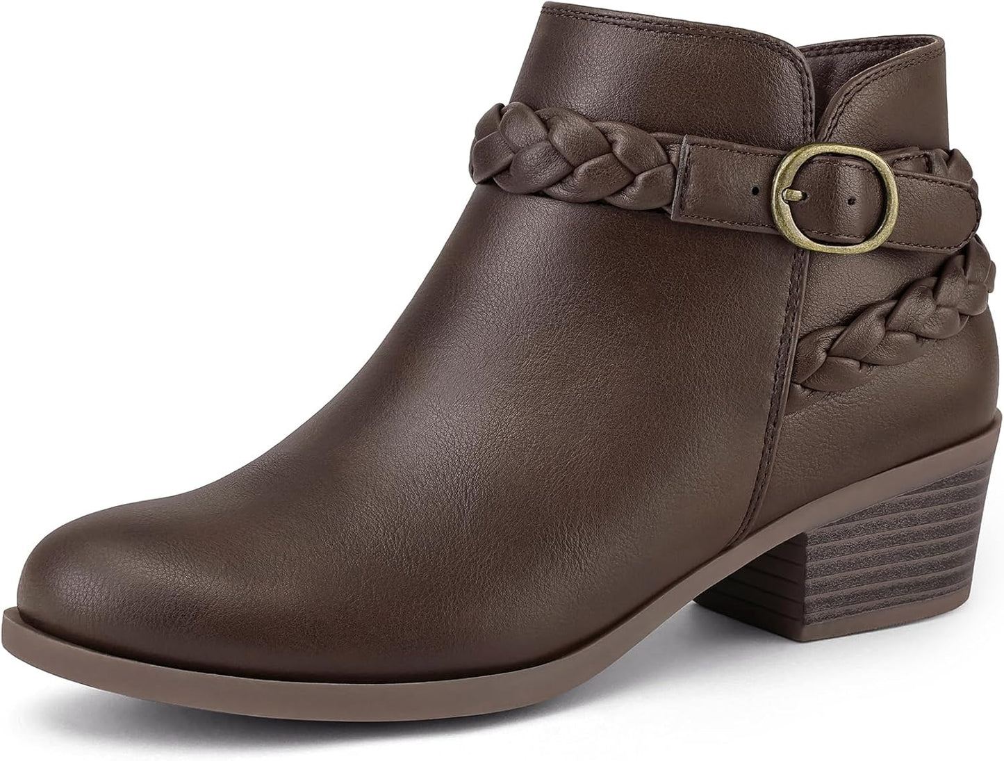 Stylish Women's Ankle Boots with Low Chunky Heel and Zipper