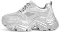 Chunky Platform Sneakers for Women White Leather Casual Dad Shoes