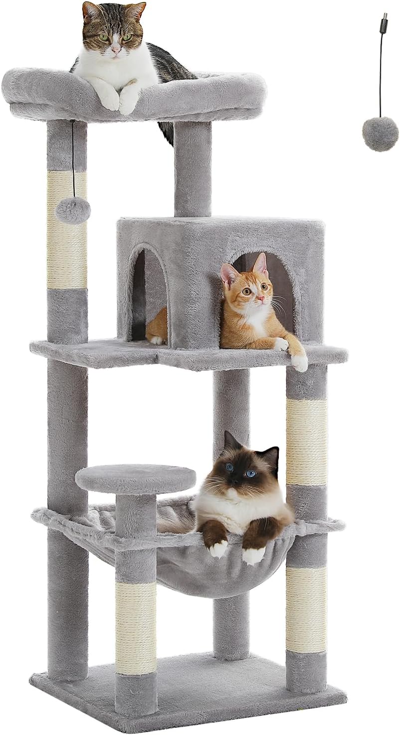 Multi-Level Cat Tree for Indoor Cats with Hammock and Perch