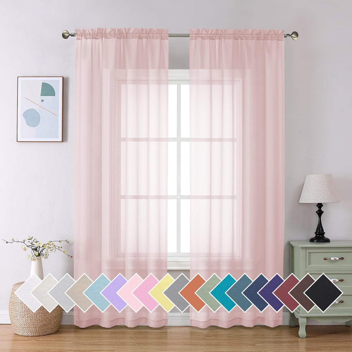 Aiyufeng Blush Pink Sheer Curtains: Light-Filtering Elegance