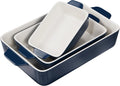 Kook Casserole Dish Set of 3 - Deep Ceramic Bakeware for Oven
