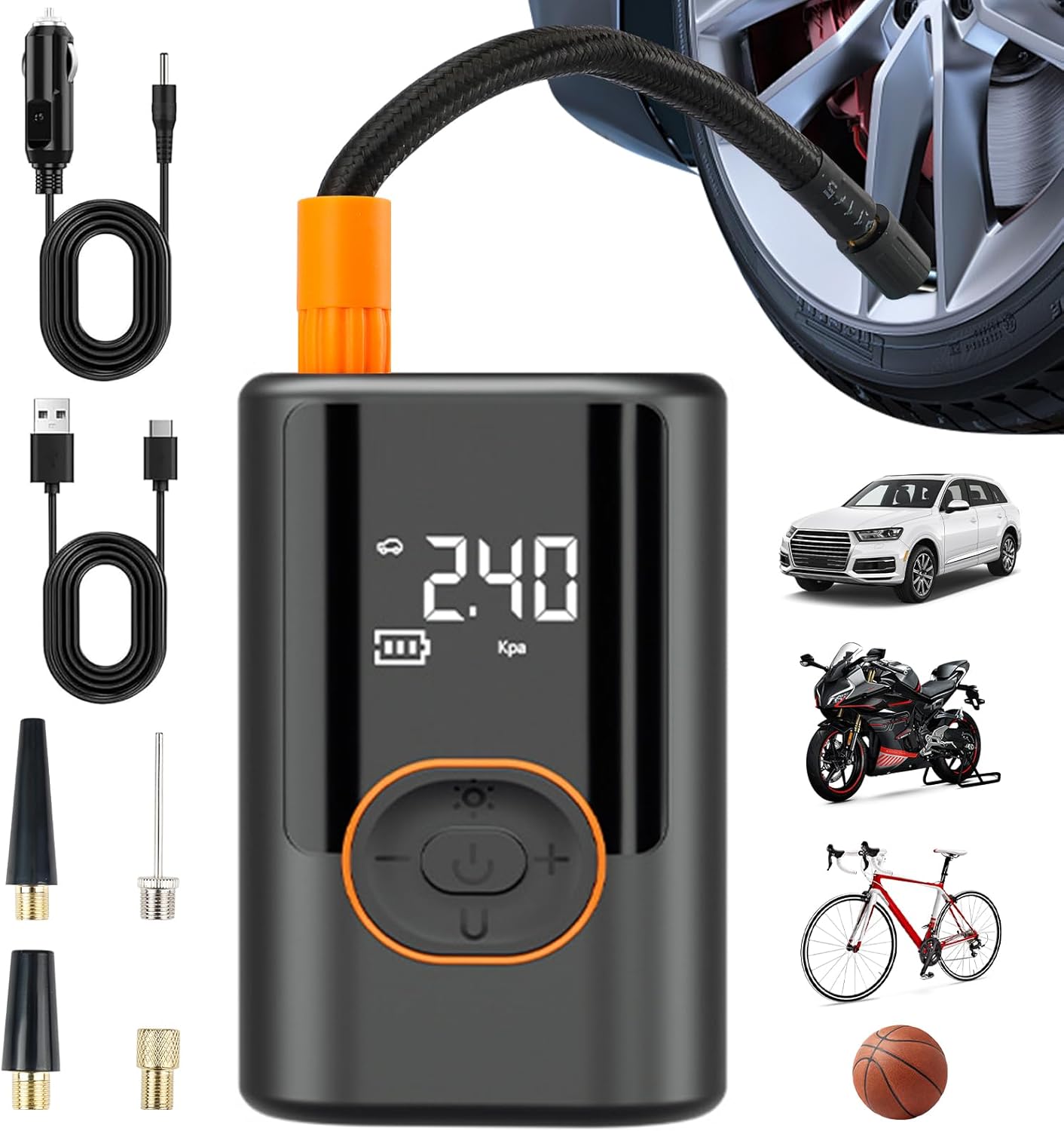 Portable 150 PSI Tire Inflator with LED Light