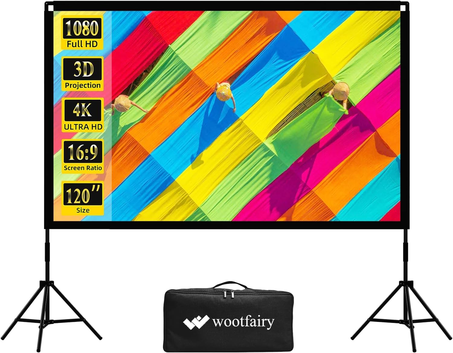 120 inch Portable Projector Screen with Stand for Outdoor Use