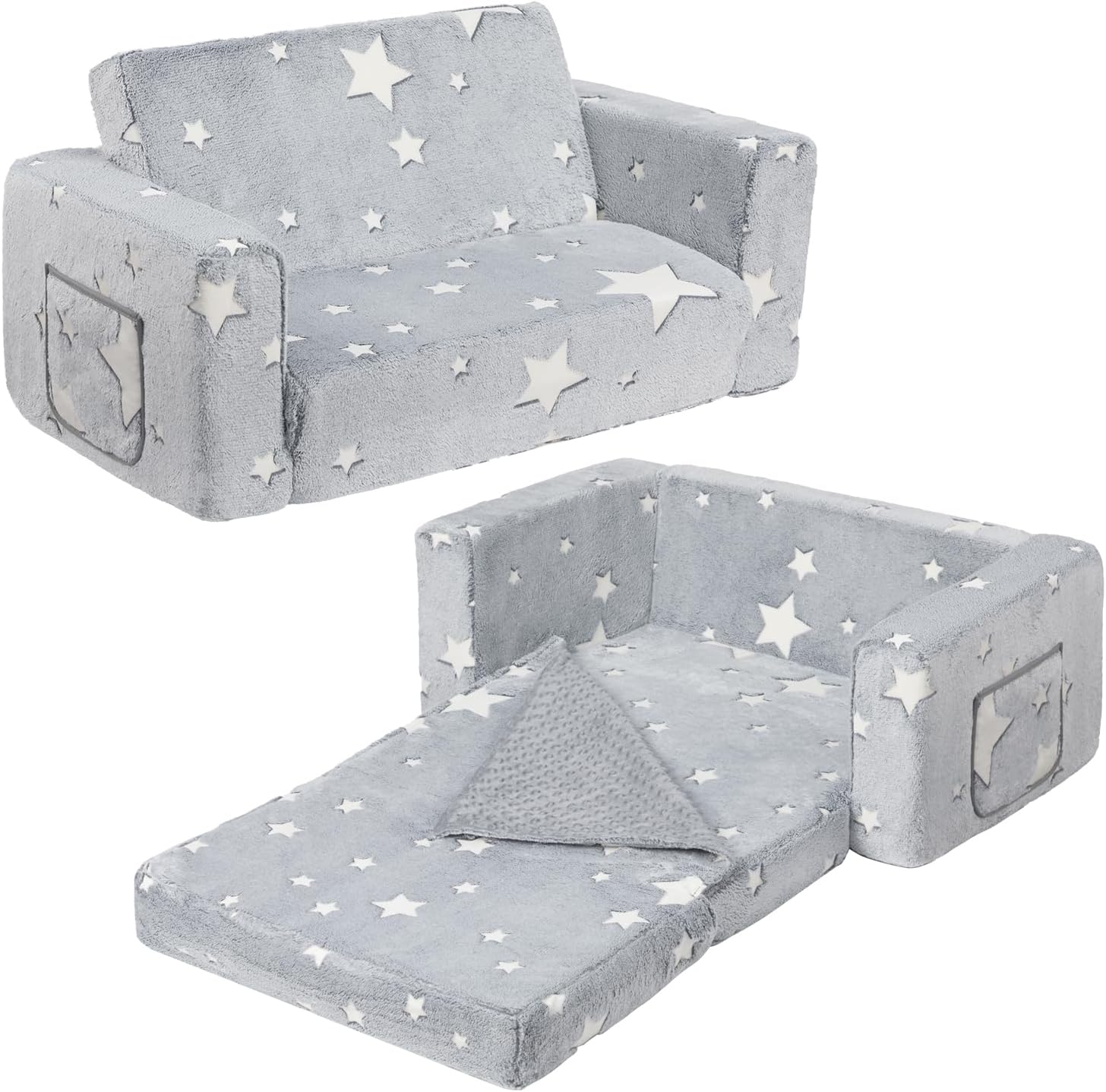 ALIMORDEN Fold Out Toddler Couch: Comfy 2-in-1 Sofa Bed