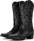 IUV Cowboy Boots For Women Classic Embroidered Western Style