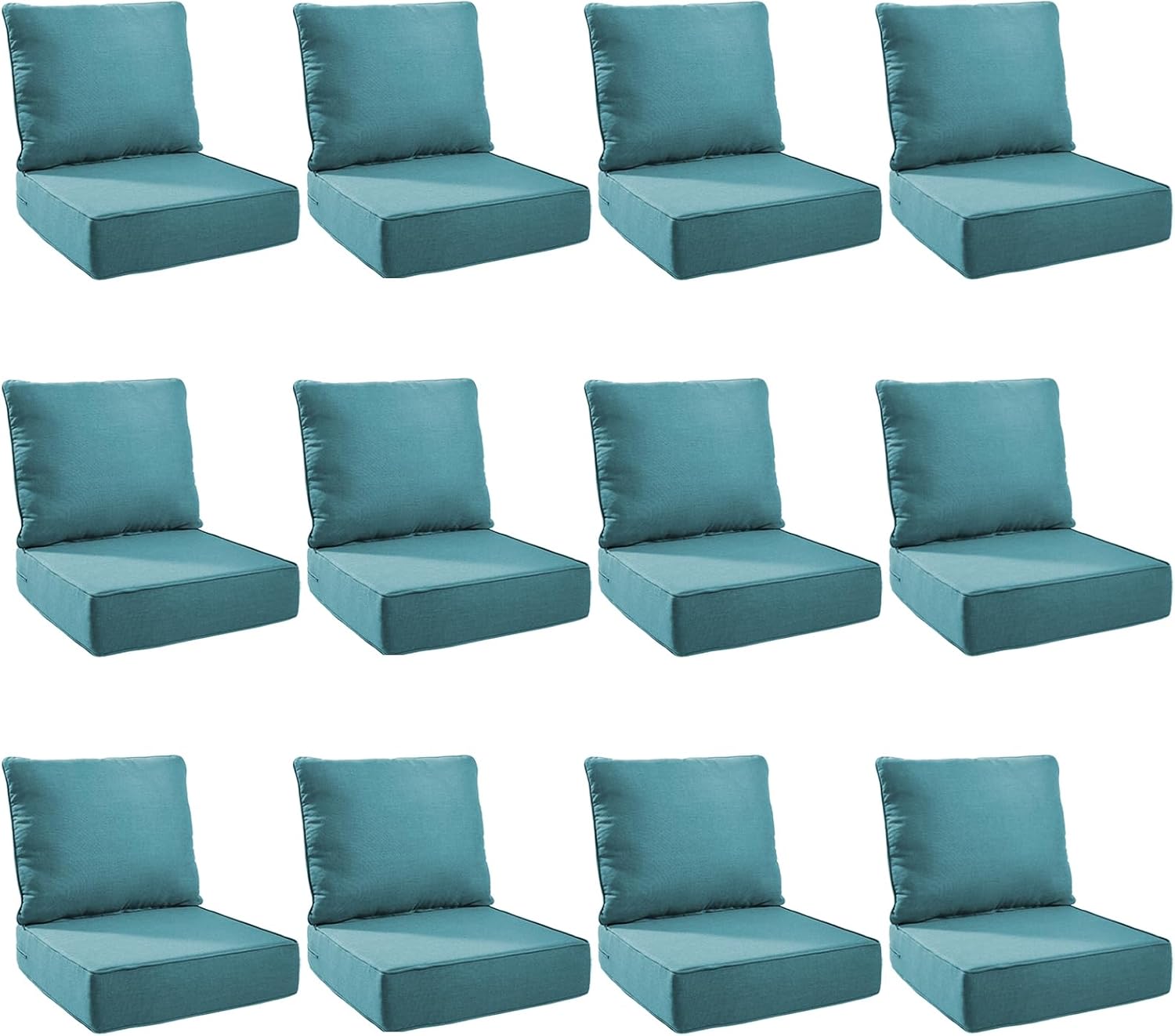 Outdoor Cushion Set for Patio Furniture - 12-Pack in Peacock Green