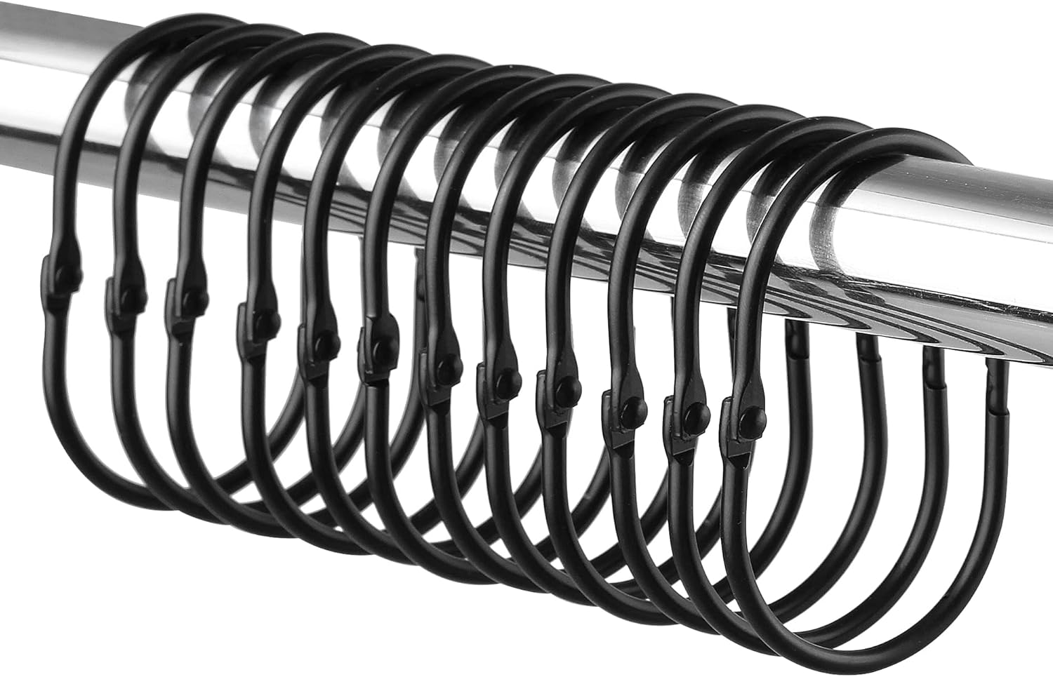 Rustproof Black Shower Hooks - Set of 12
