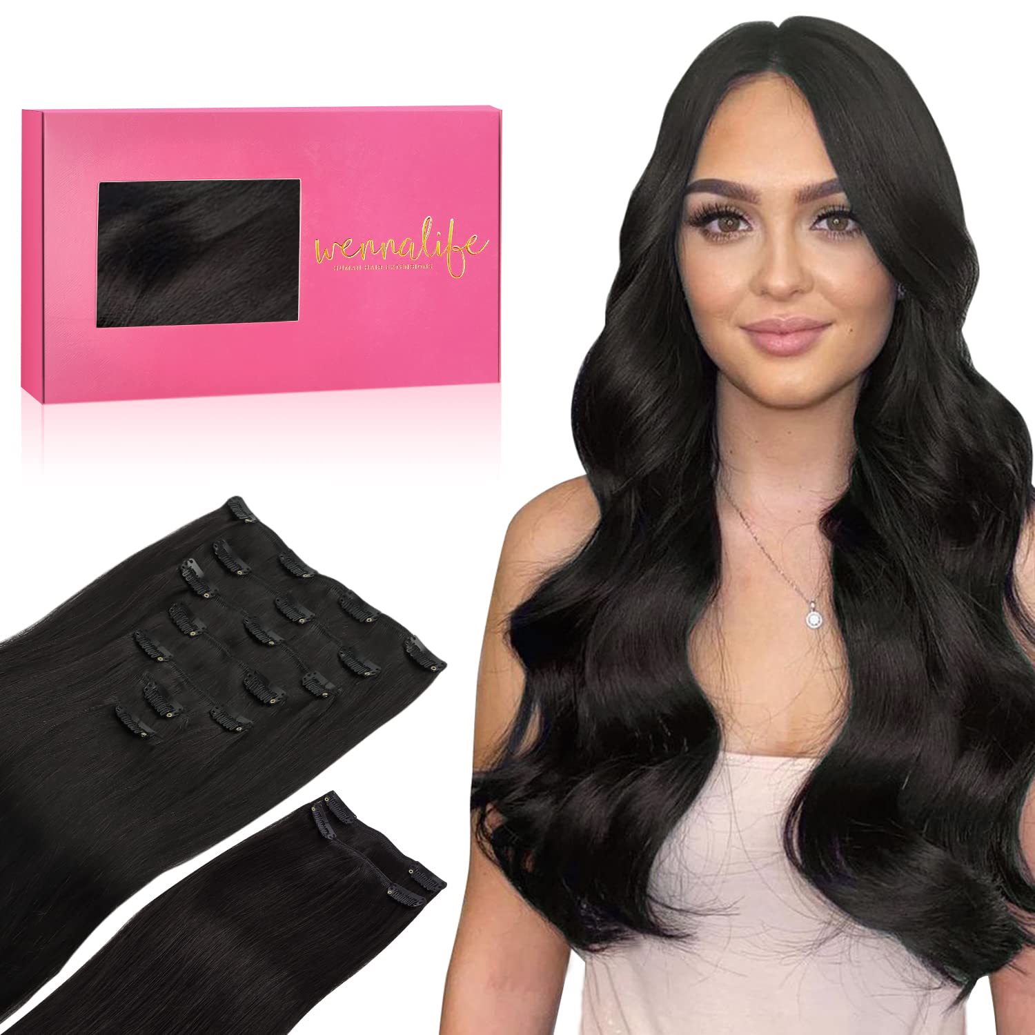 Wennalife 18 Inch Black Clip Ins for Stunning Hair Transformation
