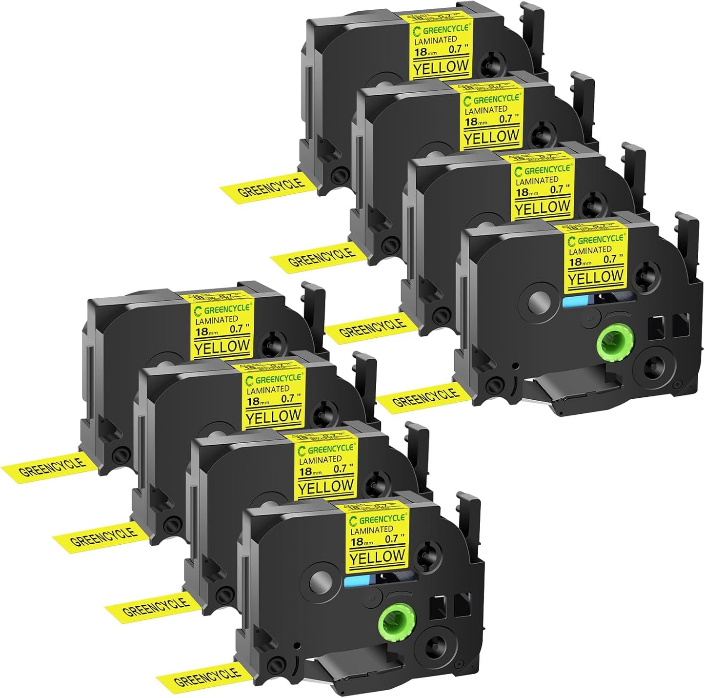 GREENCYCLE 8 Pack Compatible TZe-641 Black on Yellow Label Tape
