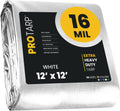 Extra Heavy Duty 16 Mil White Tarp 12 x 12 - Waterproof, UV Proof