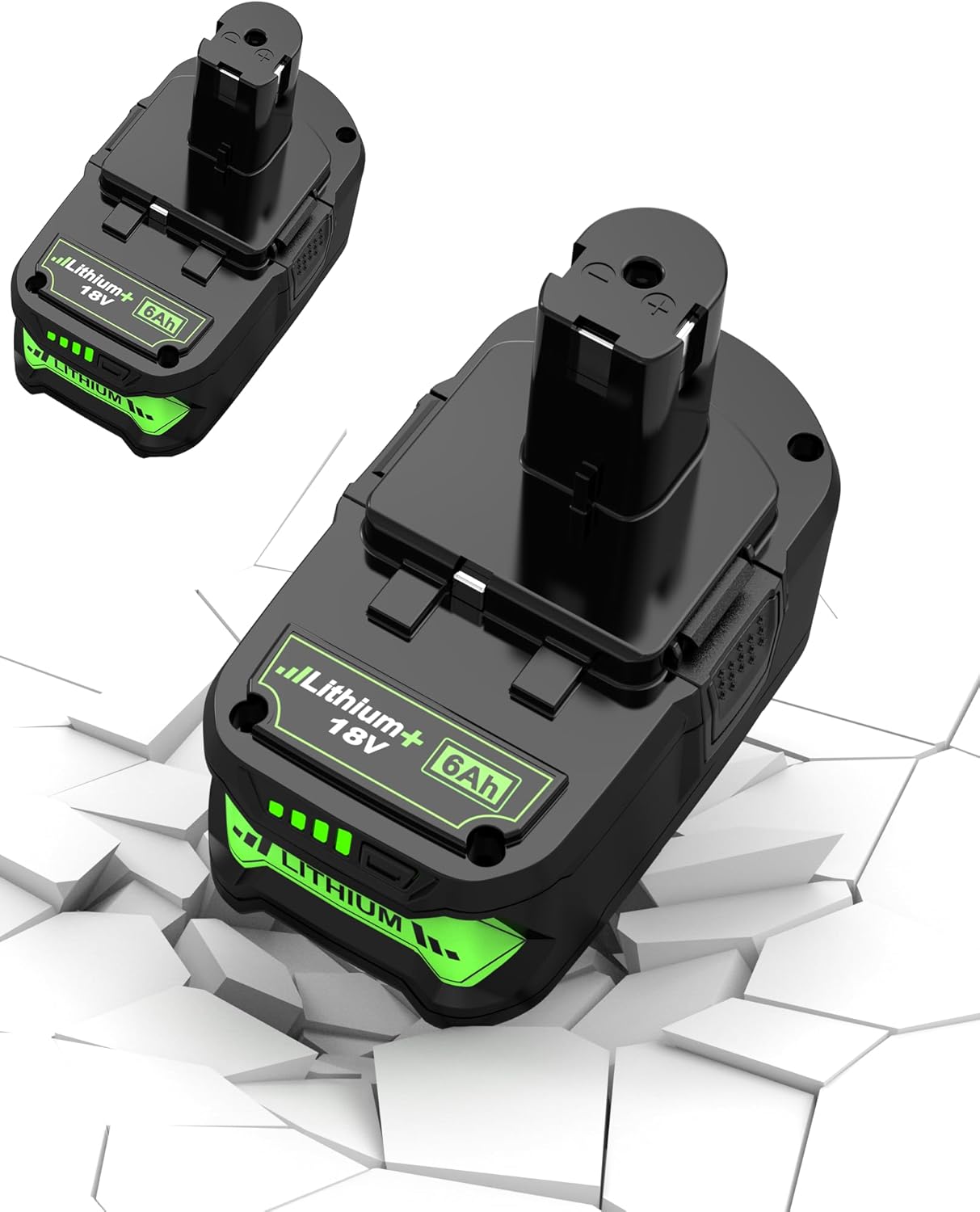 6.0Ah Replacement Battery for Ryobi 18V Power Tools - 2 pcs
