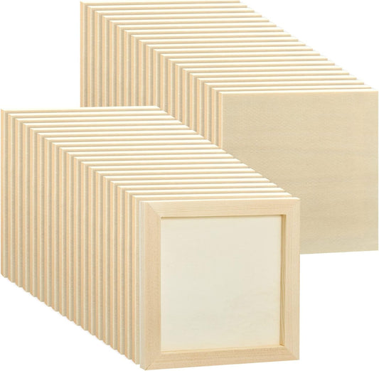 48 Pcs 6 x 6 Wood Panel Boards for Painting Crafts Projects