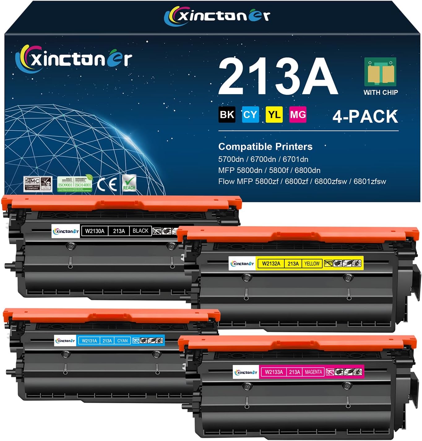 213A Toner Cartridge 4 Pack for HP Color Laser Jet Printers