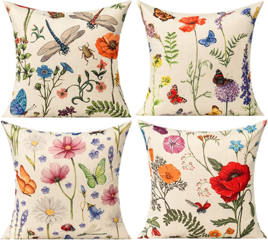 Outdoor Patio Throw Pillow Covers 24x24 Set of 4 for Decor