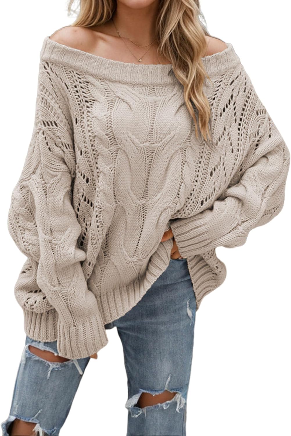 ZAFUL Off Shoulder Knit Sweater for Women - Cozy Pullover Tops