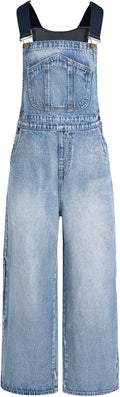 Denim Leopard Pocket Overalls for Women - Wide Leg Jumpsuit