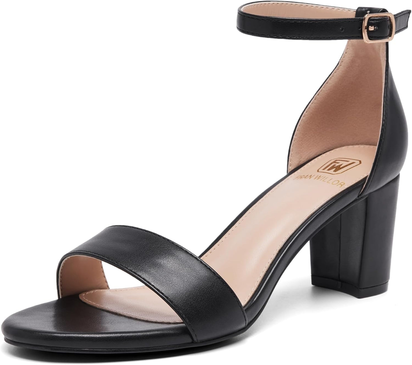 Women Open Toe Low Chunky Short Heels Ankle Strap Sandals