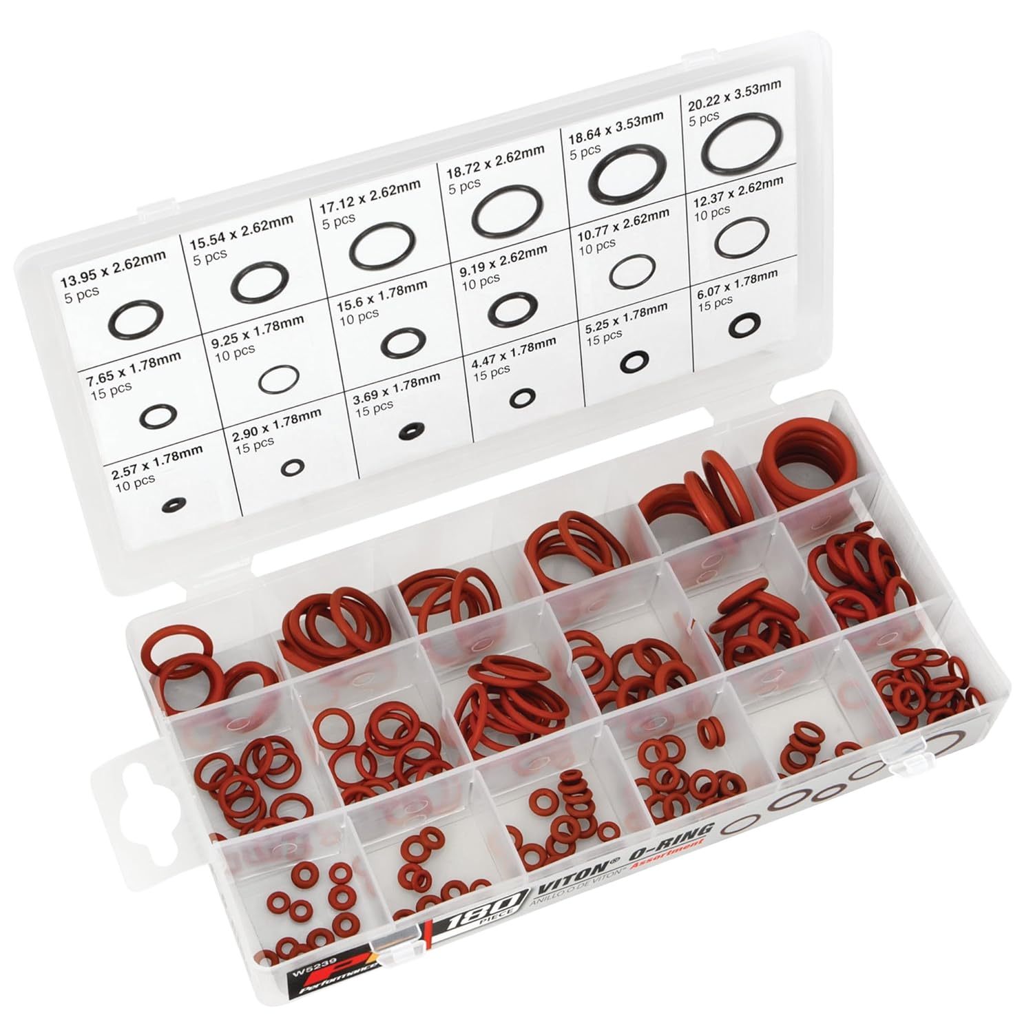 Performance Tool W5239 180pc Viton O-Ring Kit for Sealing Needs
