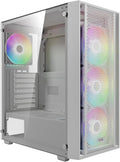 GAMDIAS White ATX Mid Tower Gaming PC Case - Tempered Glass, ARGB Fans