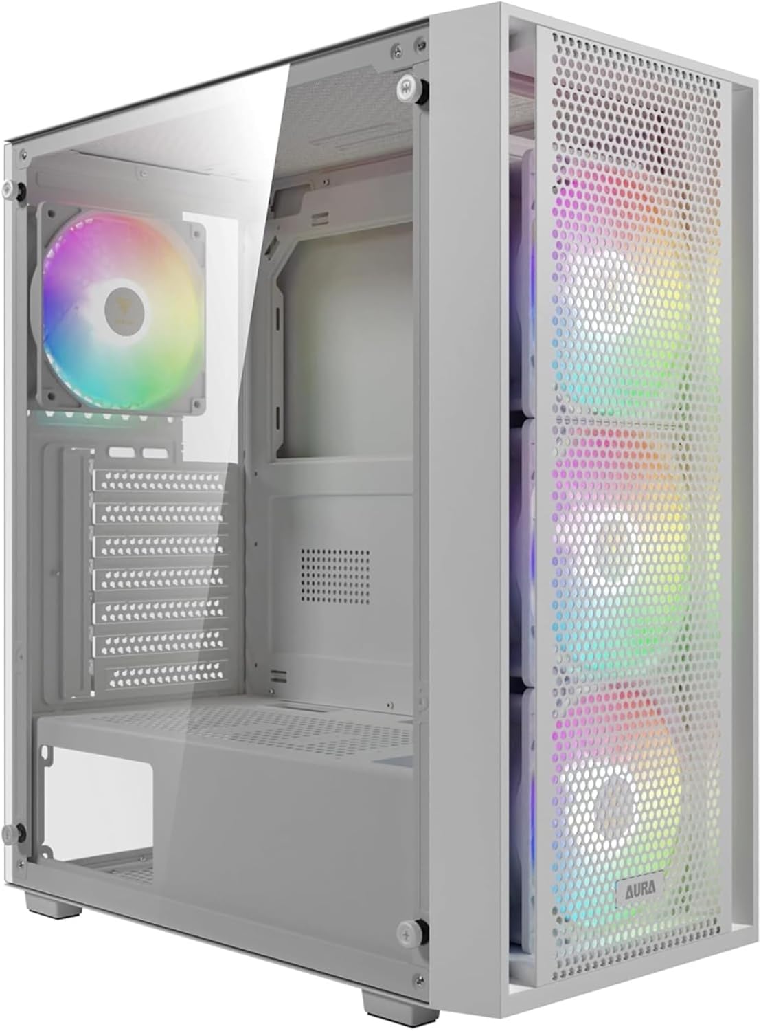 GAMDIAS White ATX Mid Tower Gaming PC Case with Tempered Glass