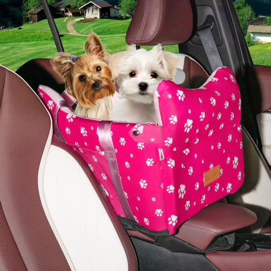 Console Dog Car Seat with Safety Leash for Small & Medium Dogs