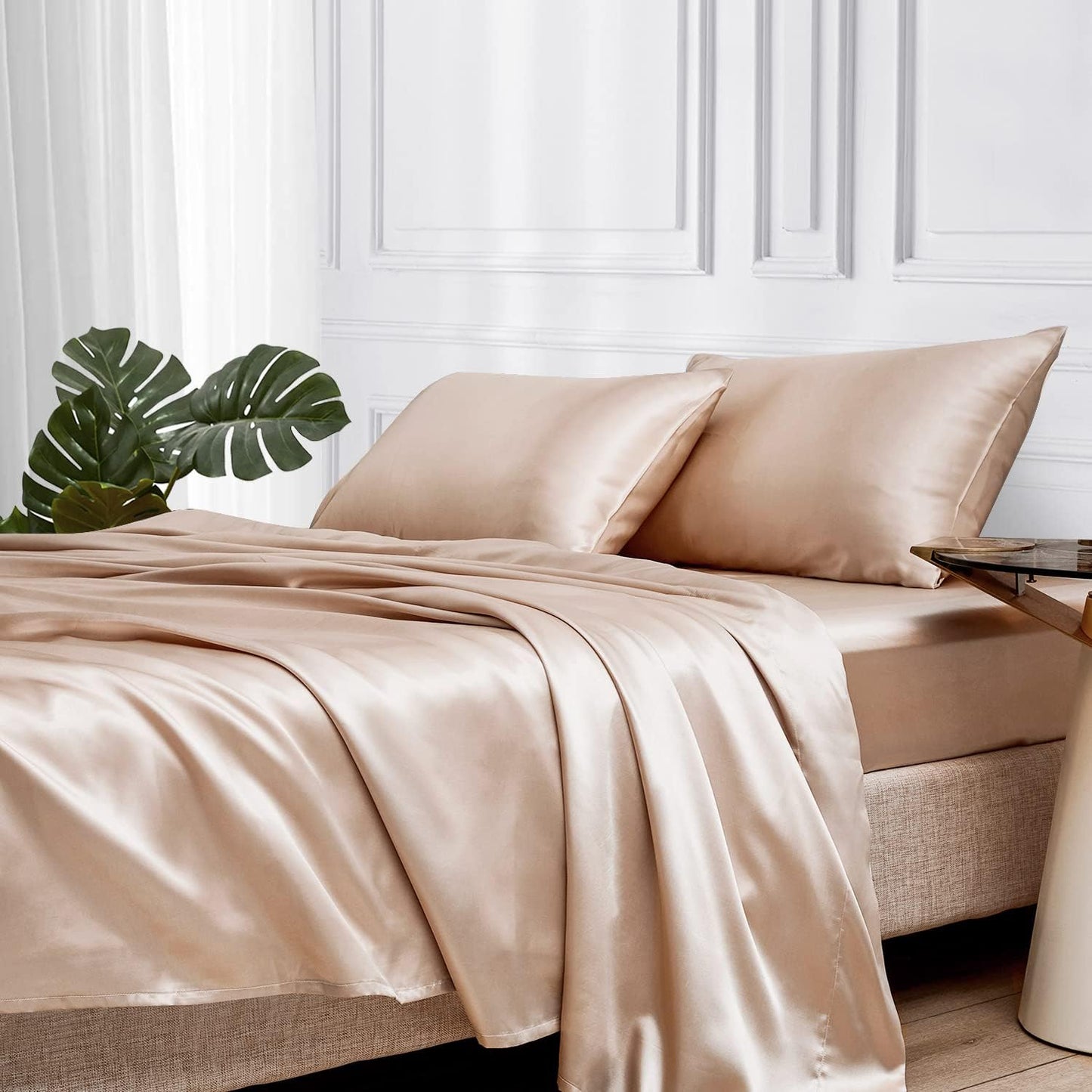 California King Satin Bed Sheets Set for Luxurious Sleep