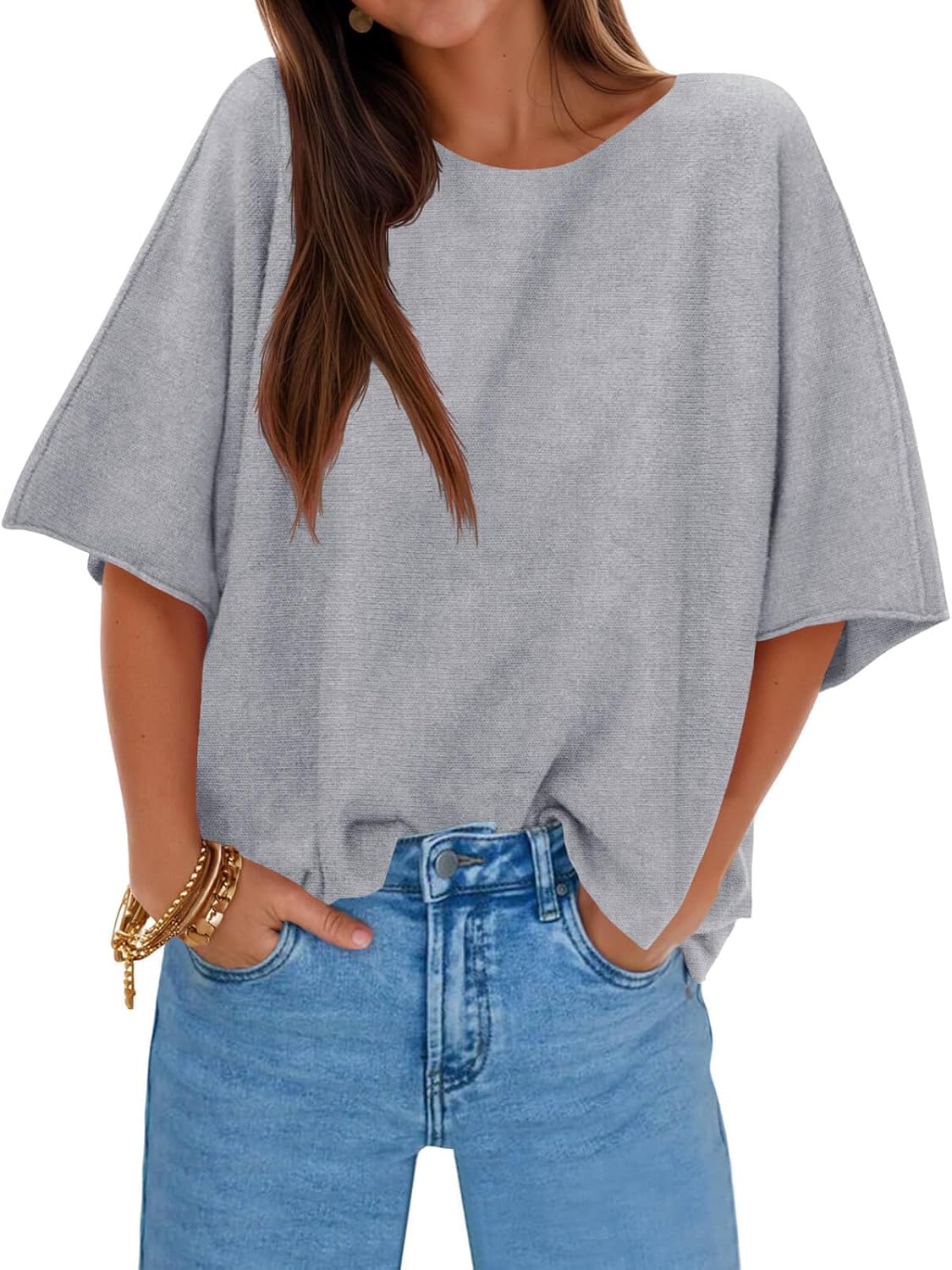 Cicy Bell Womens Half Sleeve Sweaters for Trendy Casual Style