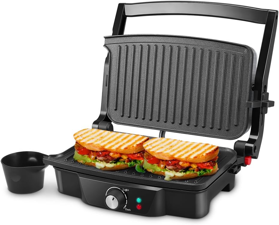 iSiLER Panini Maker: Non-Stick Plates, 180 Open, Breakfast Snacks