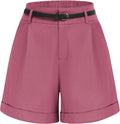 Women Bermuda Shorts High Waisted Wide Leg with Belt - Chic Summer Fit