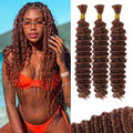 Brown Human Braiding Hair Deep Water Wave Bulk 24 in - Curly Boho