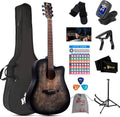 WINZZ Hand-Rubbed Acoustic Guitar Bundle - Adult Beginner Starter Kit