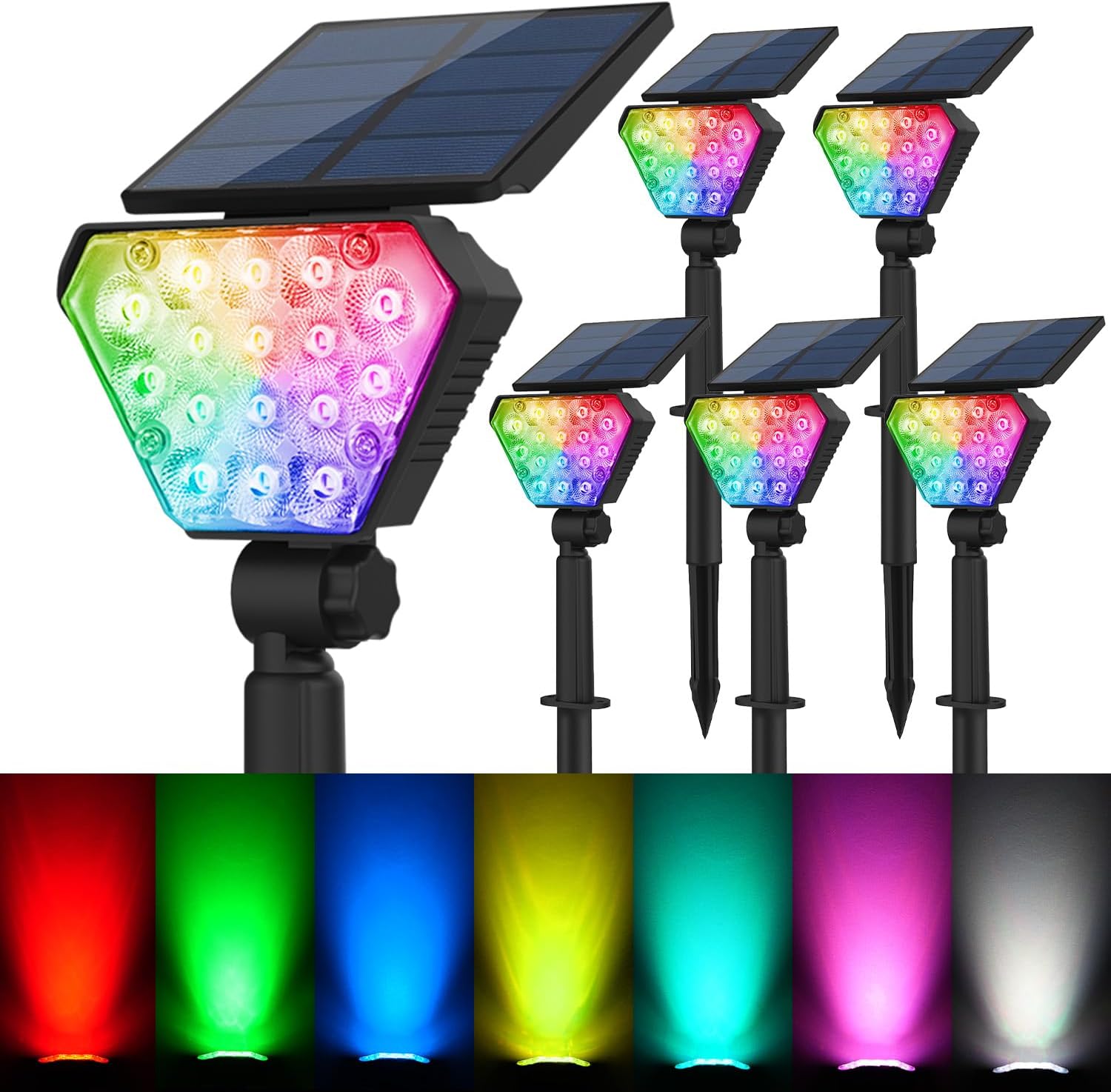 T-SUN Solar Spotlights Outdoor 6Pack for Garden and Pathway