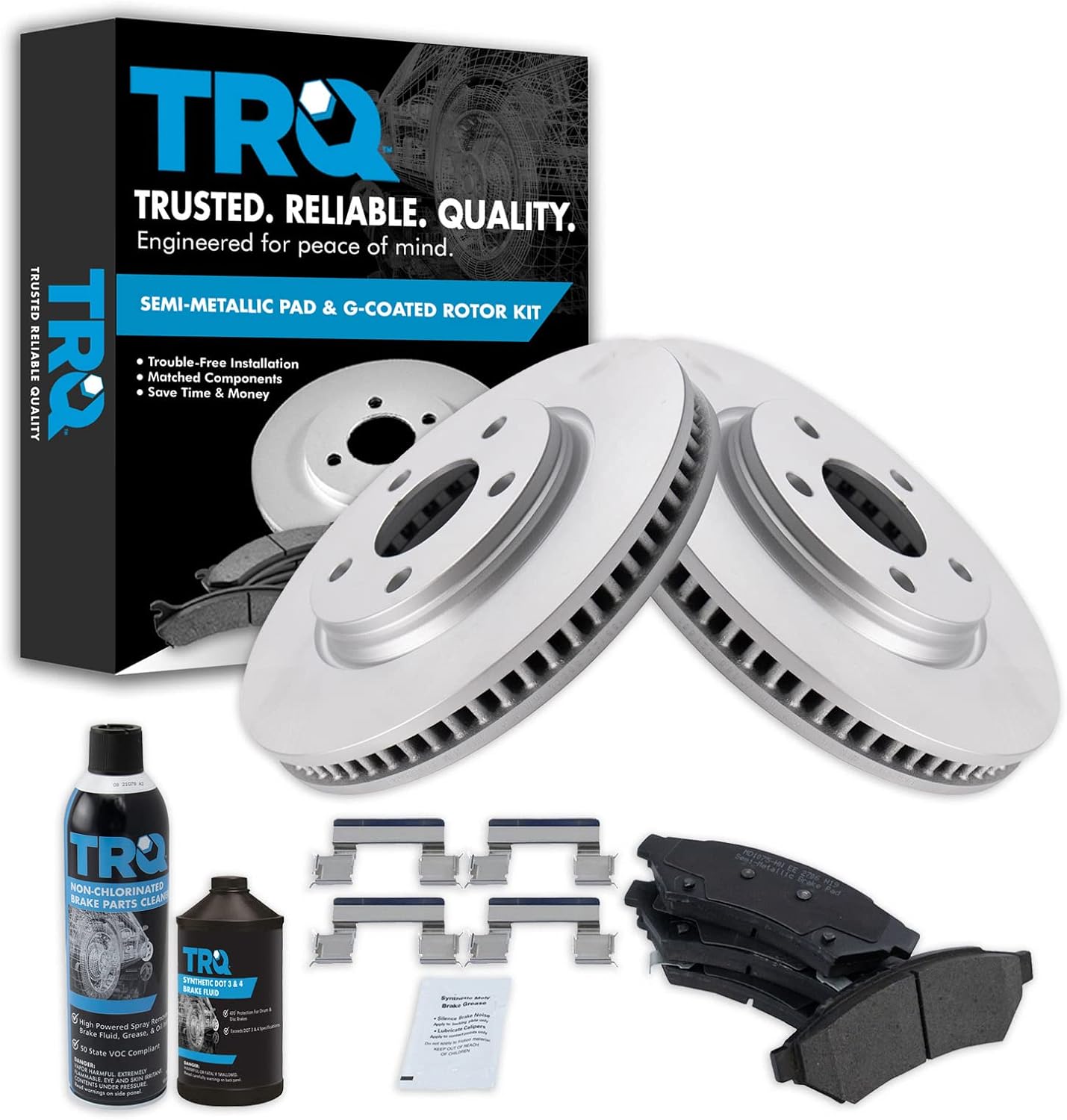 TRQ Front Metallic Brake Pad & Coated Rotor Kit for LaCrosse