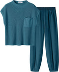 Two Piece Knit Sweater Vest Crop Top Pants Set - Cozy Chic Lounge