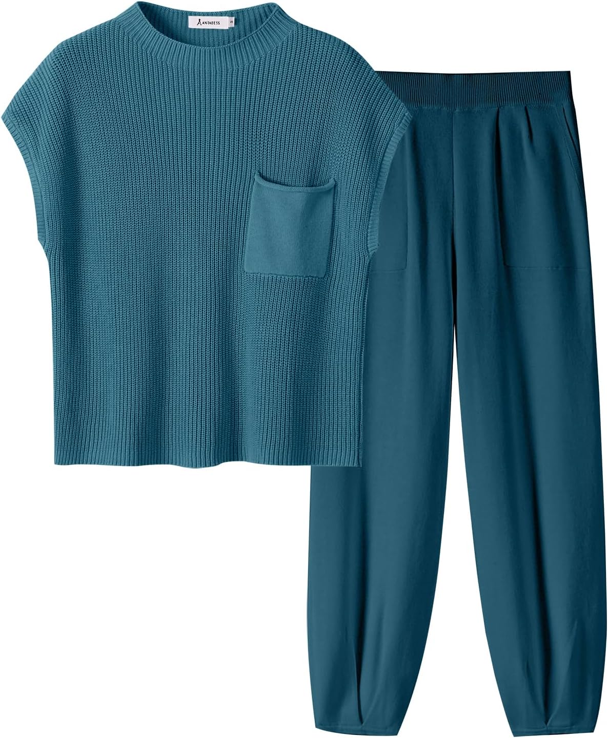 Stylish Women's Two Piece Outfits Knit Sweater Vest Crop Top Pants