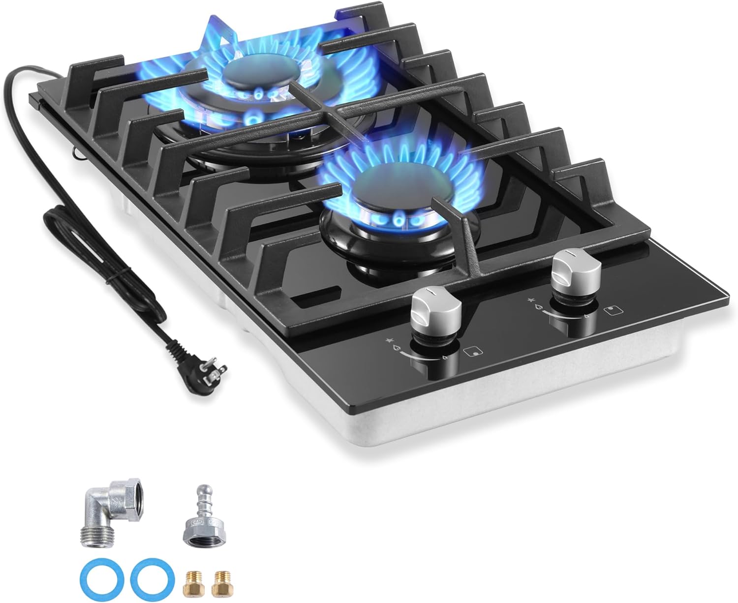 12 Inch Gas Cooktop 2 Burner with Thermocouple Protection