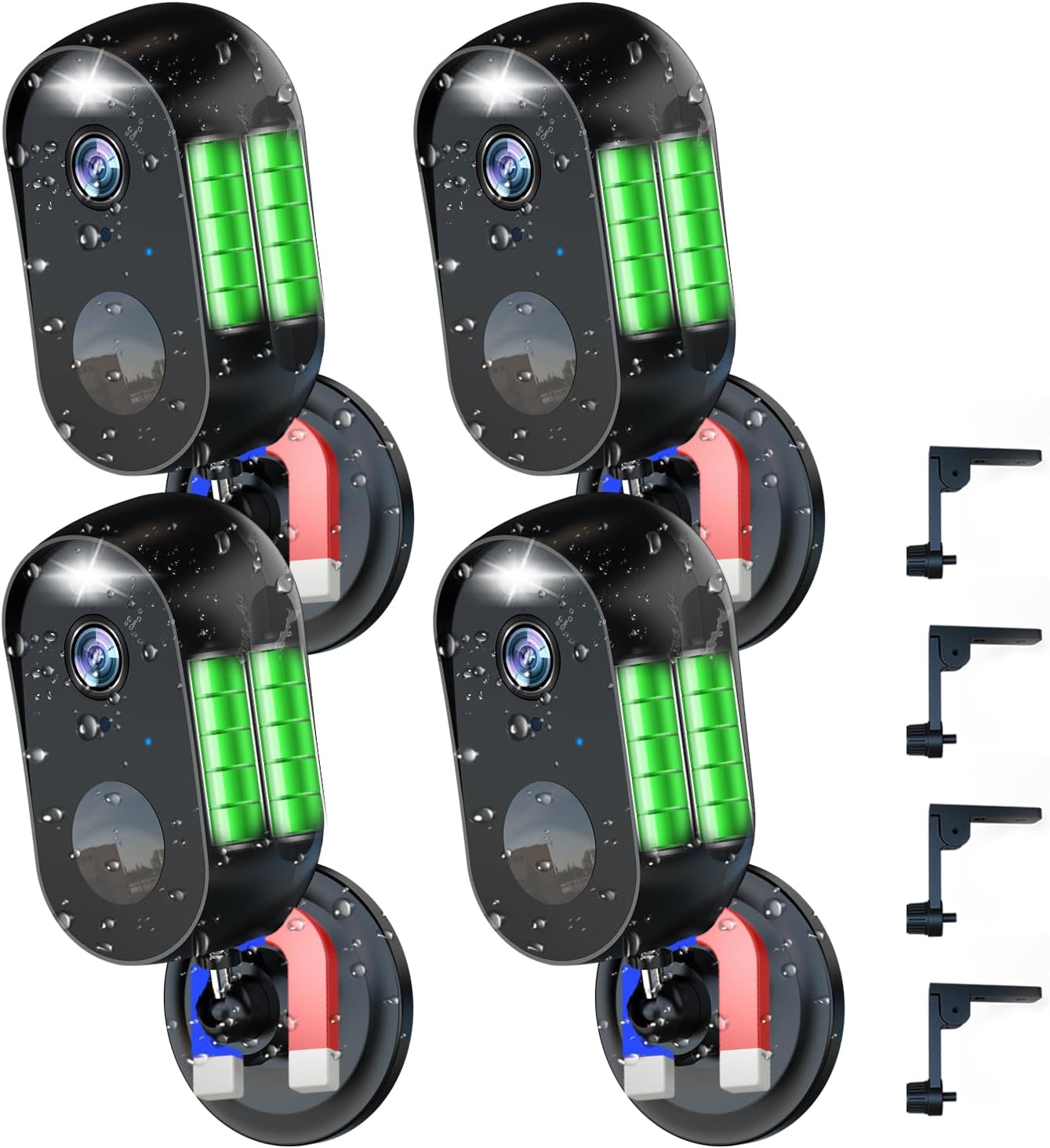 Wire-Free Security 4-Pack: Night Vision, Motion Detection