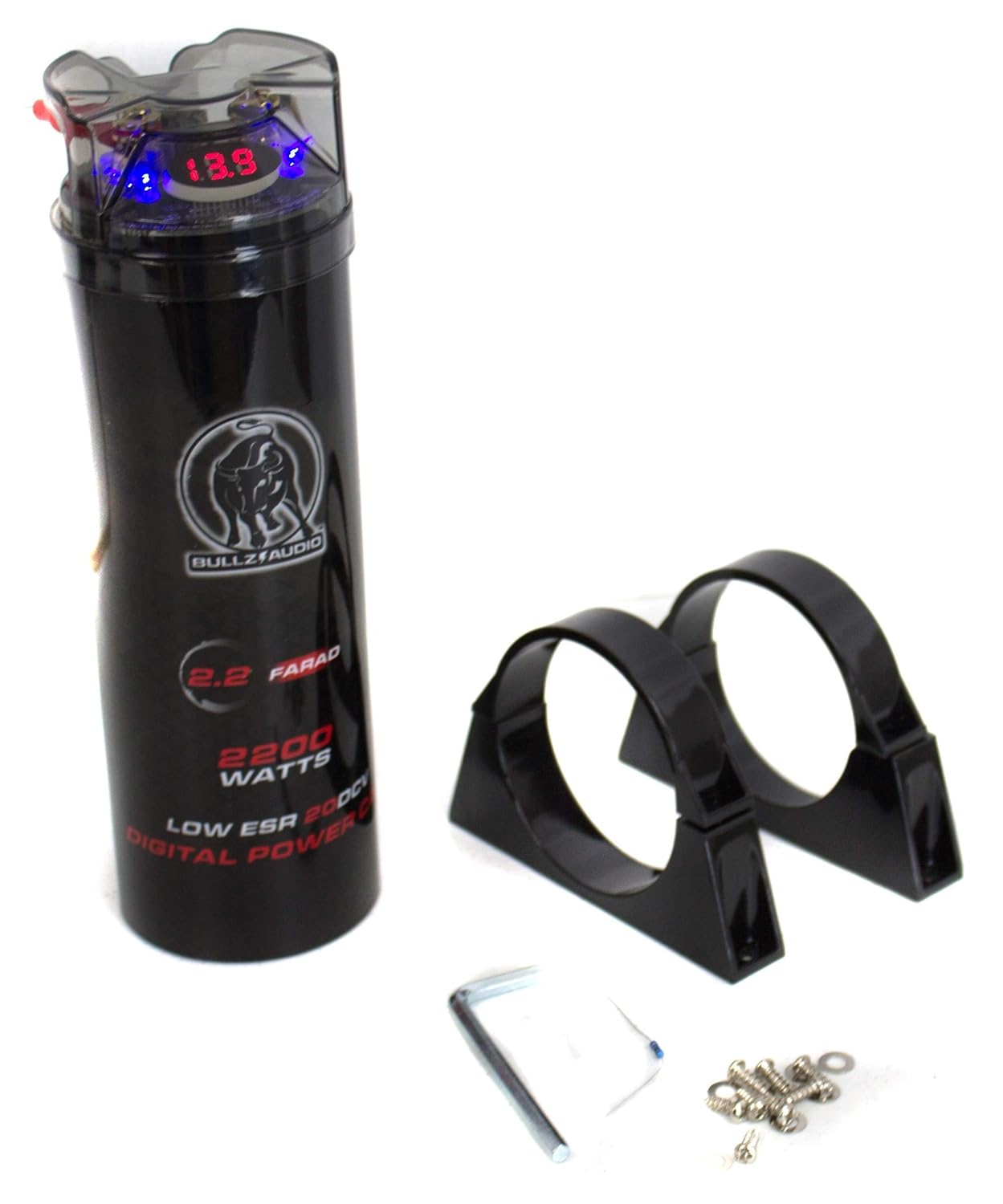 BULLZ AUDIO 2200 Watt Digital Car Power 2.2 Farad Capacitor