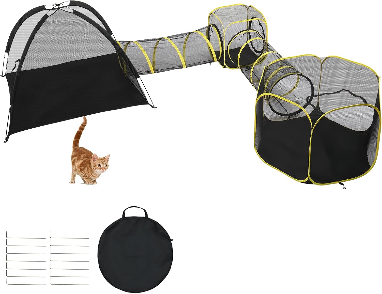 5-in-1 Portable Cat Tent with Tunnels & Houses - Outdoor/Indoor Fun!