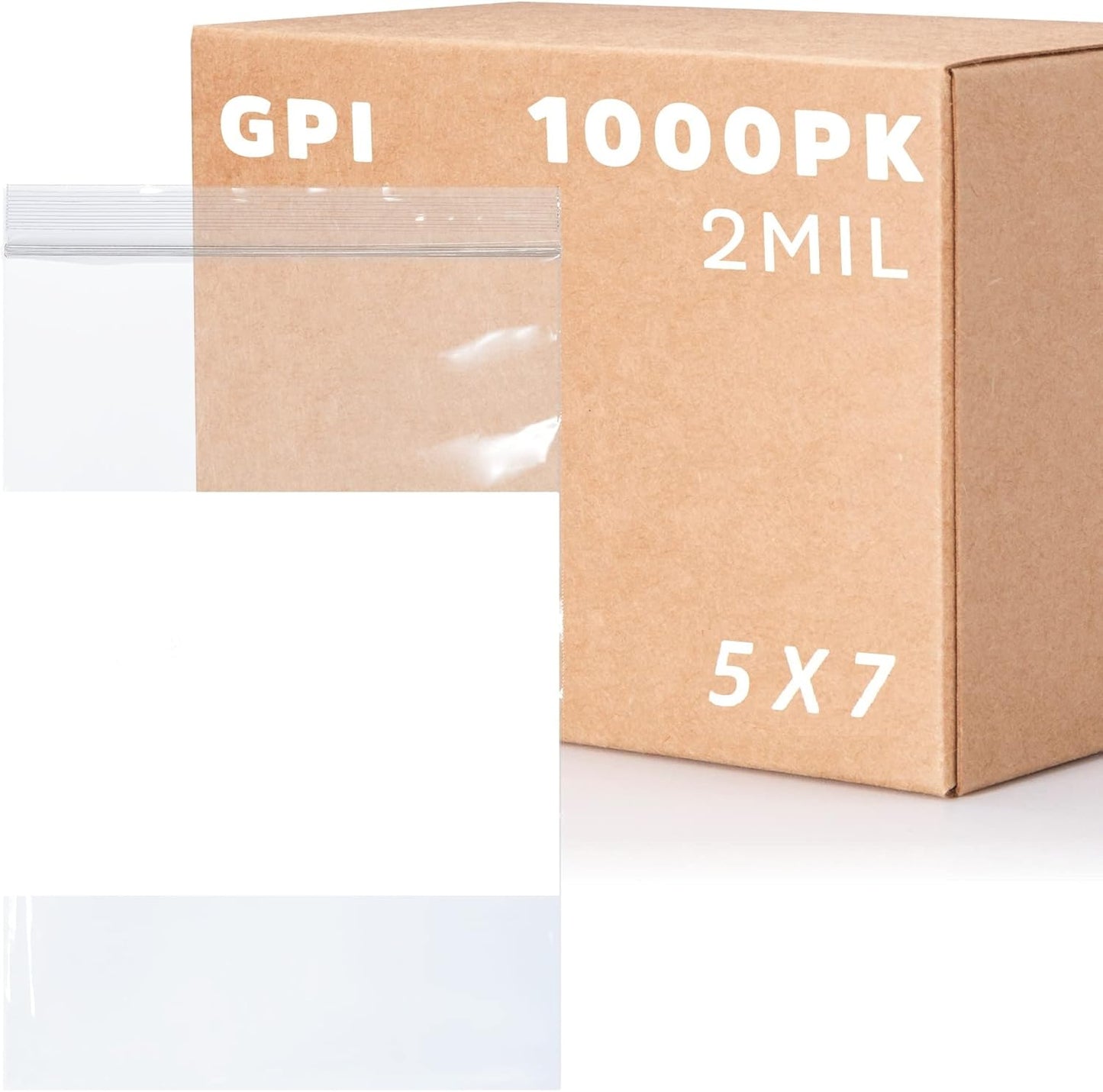 GPI 5in x 7in Clear Plastic Reclosable Zip Bags - Bulk Pack