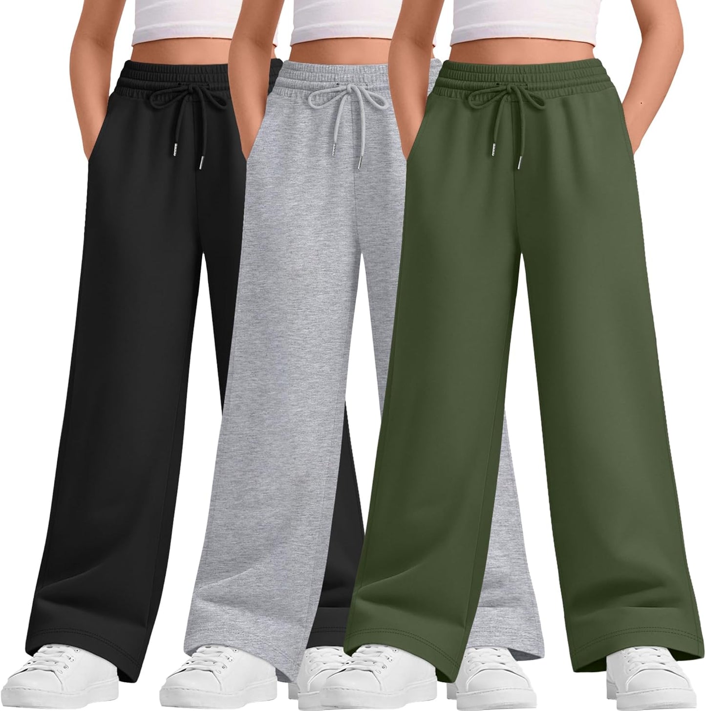 Teen Girls Wide Leg Sweatpants with Pockets for Active Days