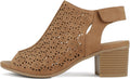 Womens Peep Toe Laser Cut Caged Slingback Ankle Bootie - Low Heel