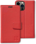 EMF Blocking iPhone 13 Case Red - Vegan Leather RFID Wallet
