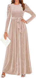 ZESICA Women's Velvet Maxi Dress Fall 2025 - Slim High Waist