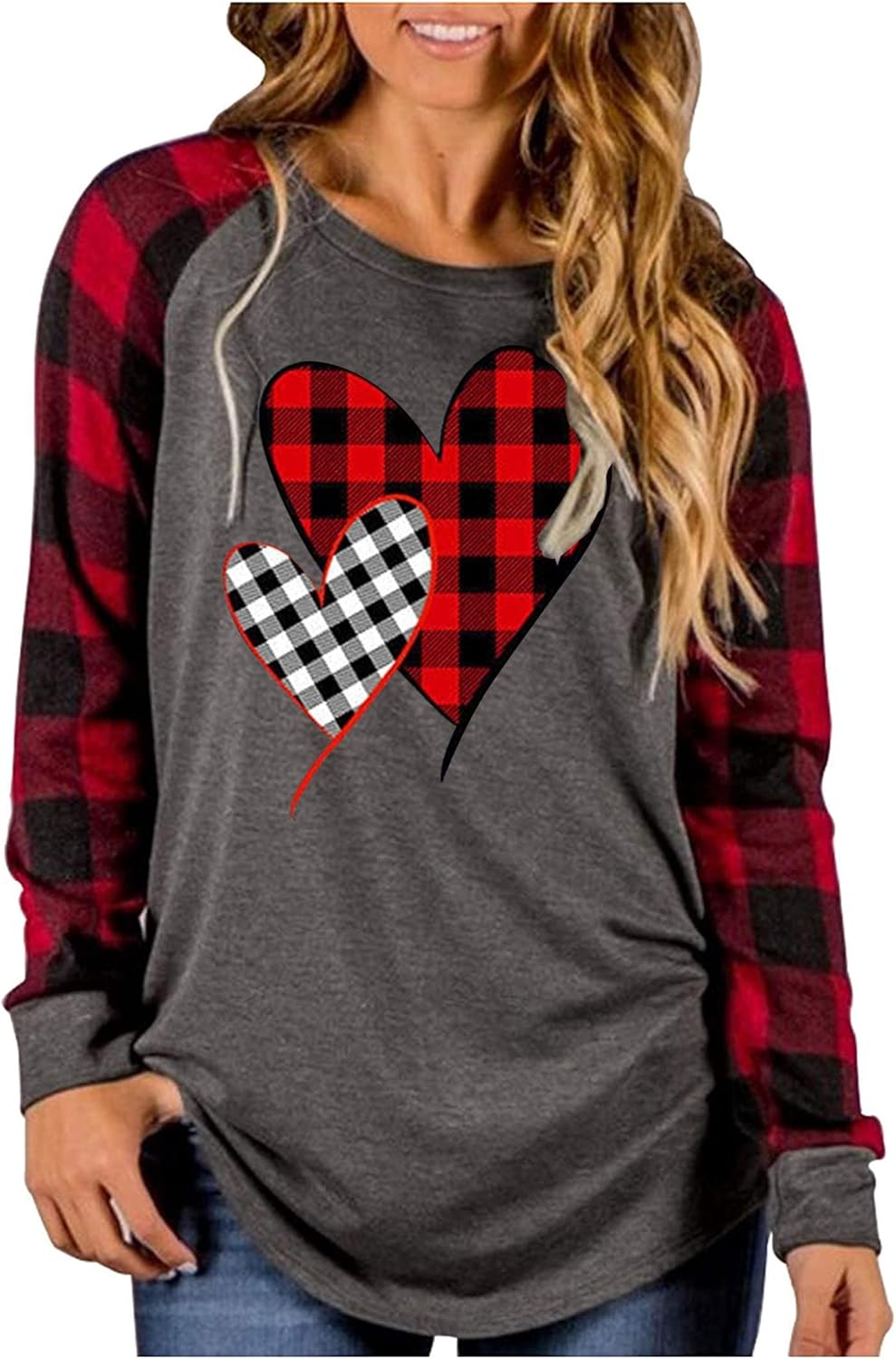 Buffalo Plaid Heart Graphic Tee | Love Letter Print Top