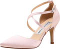 Elegant Pink Pointed High Heel Pumps - Satin Strappy 3in