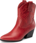Women's Cowboy Cowgirl Short Western Ankle Boots - Low Heel