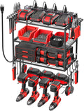 JUNNUJ Tool Organizer with Charging Station - 4 Layer Wall Mount Rack